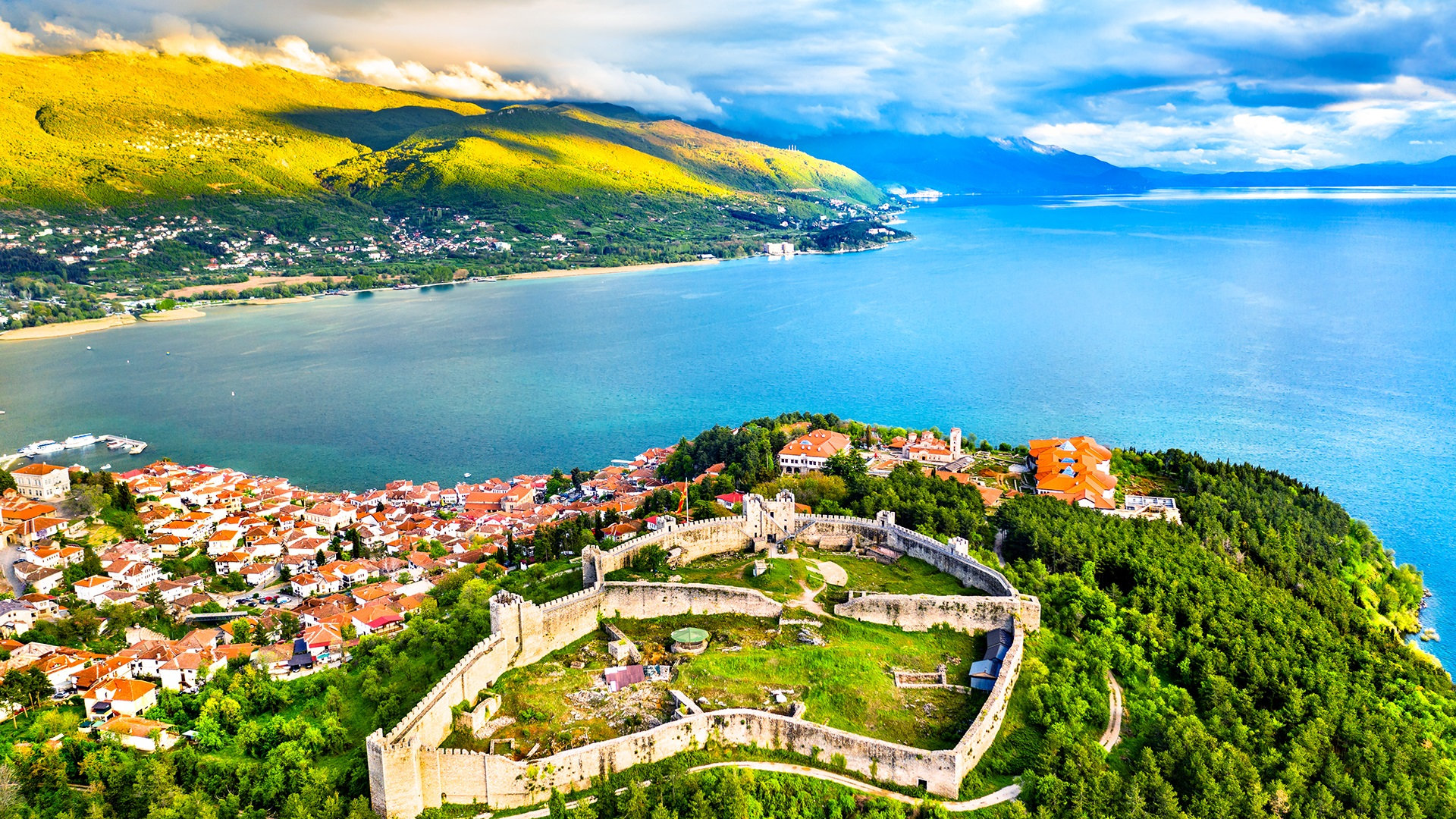 Aerial view of Samuel's Fortress at Ohrid in North Macedonia; Shutterstock ID 1428630281; purchase_order: 123